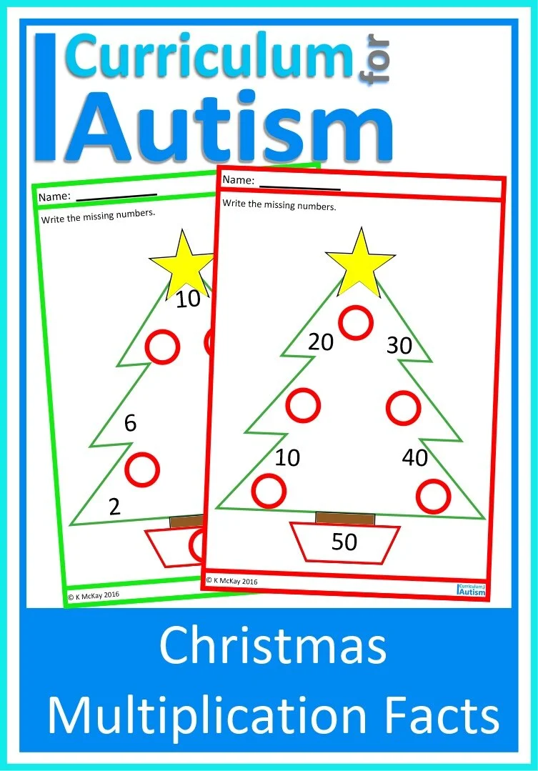 skip count times tables multiplication facts christmas worksheets autism  special education math — curriculum for autism